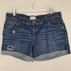 Aeropostale Y2K Denim Shorts Women's Size 13/14 Cuffed Hem Medium Wash Festival